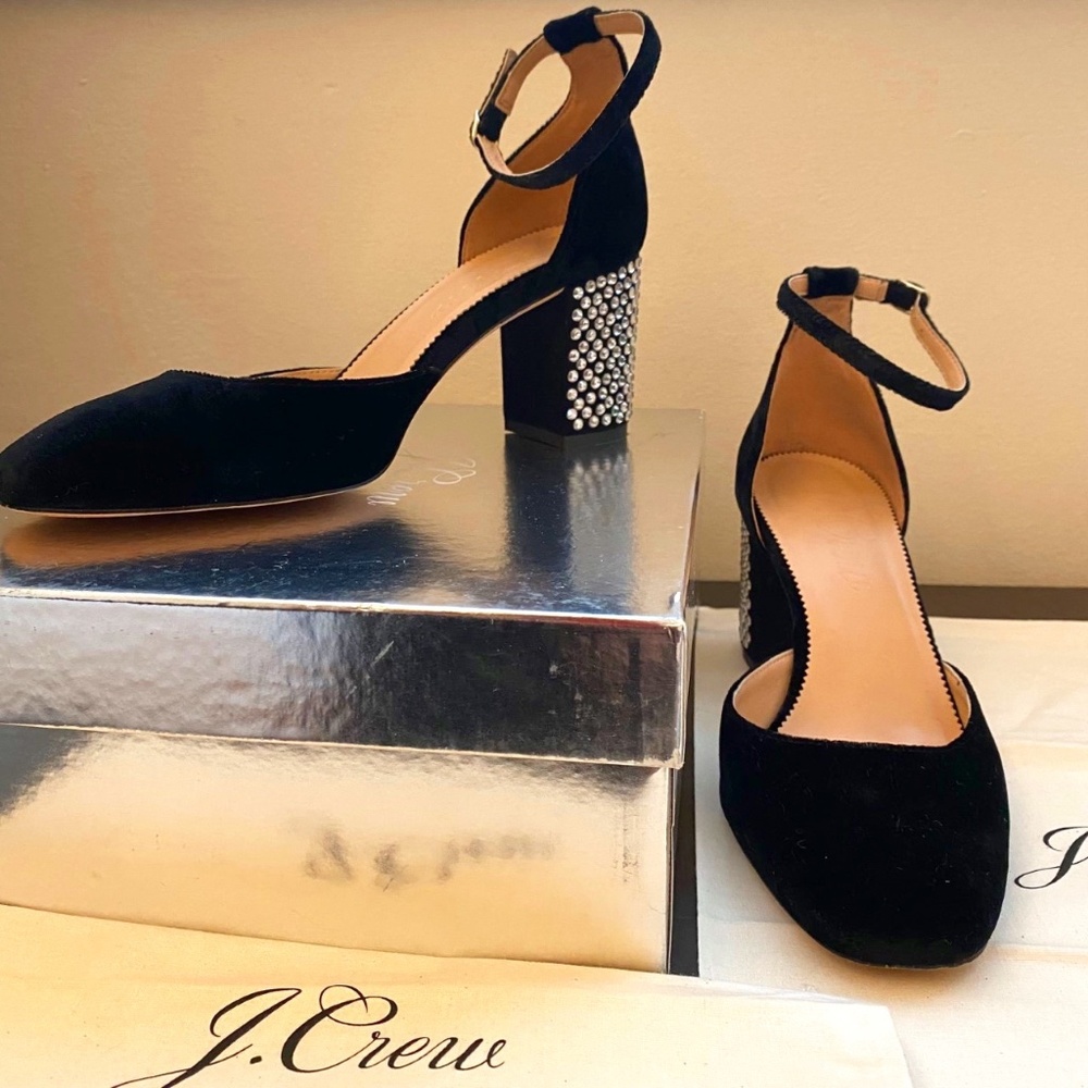 J.Crew Maisie studded heels in black velvet size 9